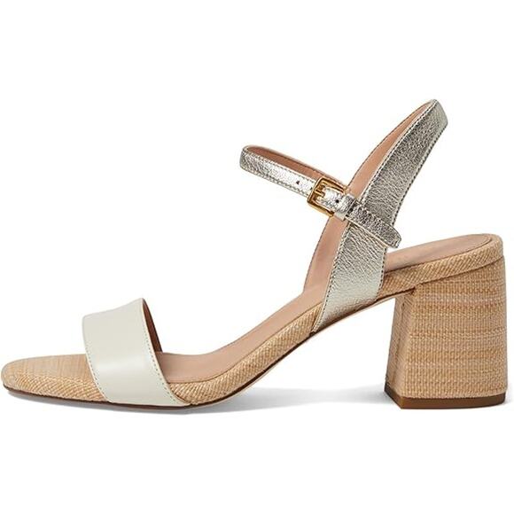 NWT Cole Haan Women's Josie Block Heeled Sandal, Ivory/Soft Gold-Size 11 - Picture 3 of 6